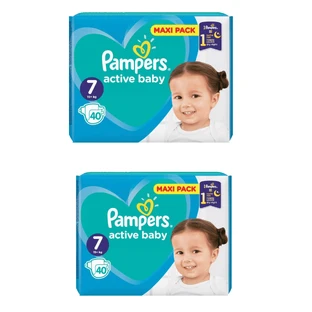 PAMPERS Pieluchy dla niemowląt Active Baby No.7 15+Kgr 80 sztuk Maxi Pack (2 opakowania po 40 sztuk)