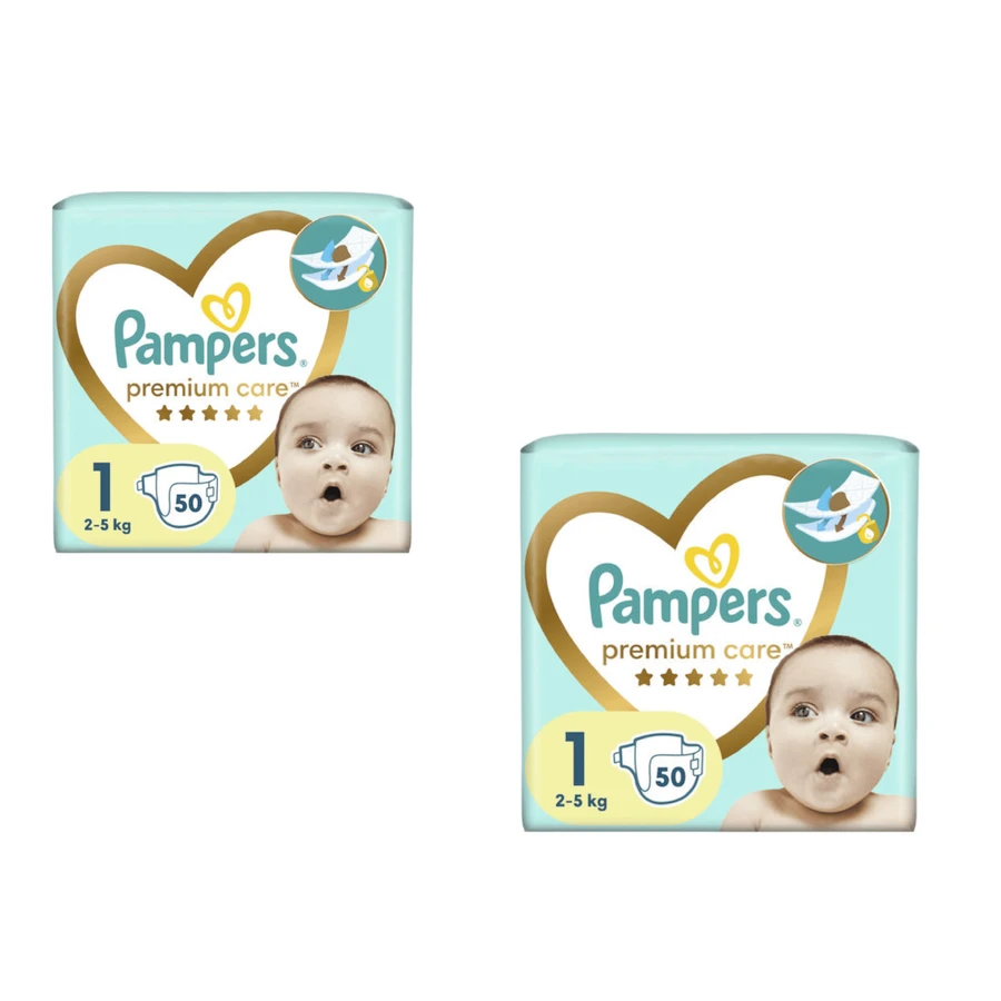 PAMPERS Babyluiers Premium Care Nr.1 Voor 2-5kg Waardeverpakking 50x2 100 Stuks