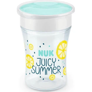NUK Fruits Magic Cup Learning Cup With Perimeter Rim & Lid With Grape Fruit Lid, For 8+ Months 230ml 10.255.593 - Yellow