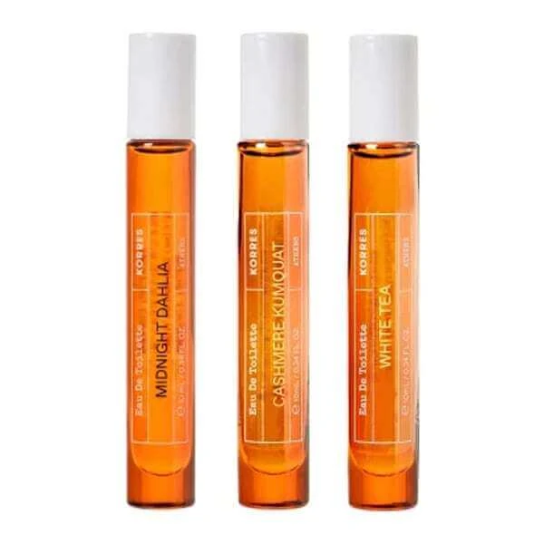 KORRES The Floral Collection Promo Pack Parfümset mit Midnight Dahlia Eau de Toilette 10ml, Cashmere Kumquat Eau de Toilette 10ml & White Tea Eau de