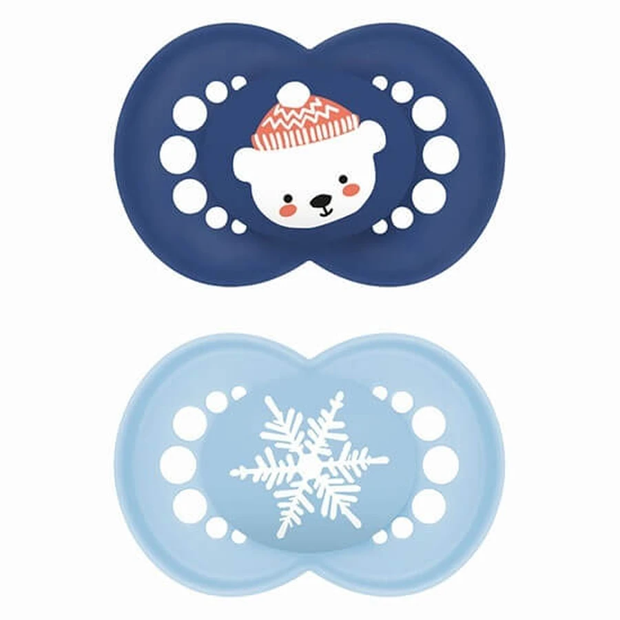 MAM Silicone Soother Original Winter Limited Edition For 6-16 months - Teddy Bear / Snowflake