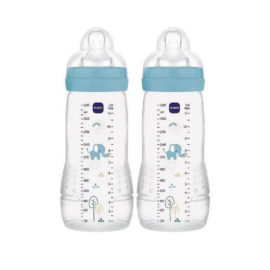 MAM Easy Active Kunststoff-Flasche mit Silikon-Nippel 330ml für 4+ Monate 365SBc