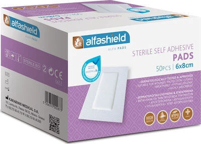 ALFASHIELD Selbstklebepad Steril Nicht klebend Hypoallergen Selbstklebepad 6cmx8cm x50 Stück