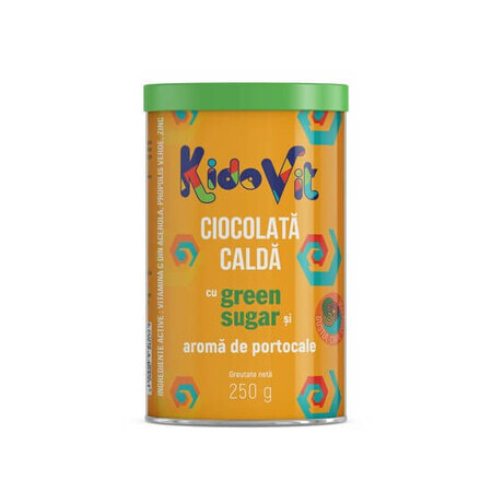 KidoVit hot chocolate with green sugar and orange flavour, 250 g, Remedia