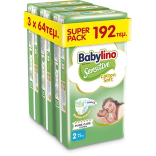BABYLINO Katoen Zacht No2 ( 3 Verpakkingen van 64 stuks) 192 Stuks