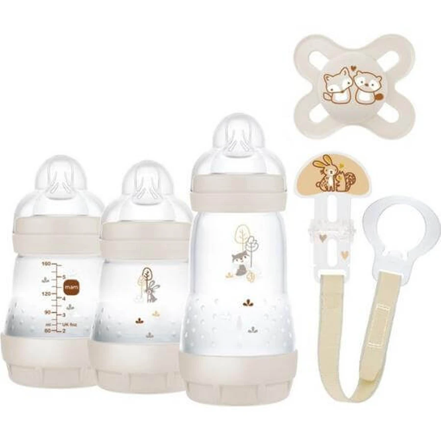 MAM Welcome To The World Set de biberoane anti-colic pentru 0+ luni 5 bucăți 260ml bej Unisex