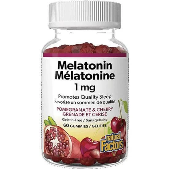 NATURAL FACTORS Melatonin 1mg mit Granatapfel- und Kirschgeschmack 60 Jellybeans
