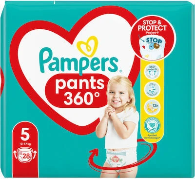 PAMPERS Pants 360° Babywindeln-Bracket No5 (12kg-17kg) 28 Stück