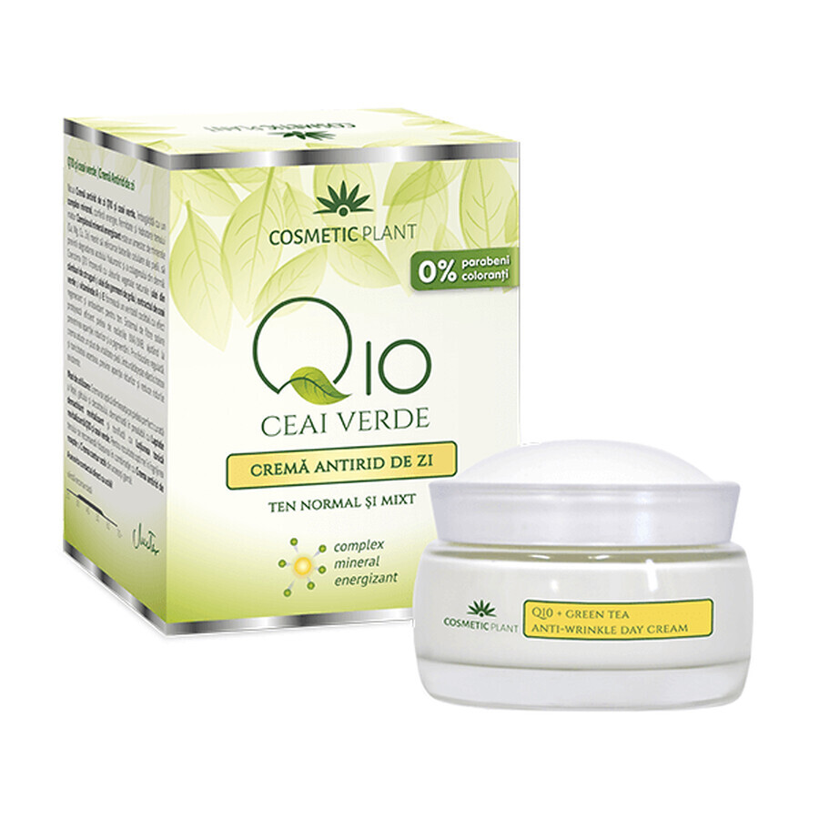 Crema antirid de zi Q10, ceai verde si complex mineral energizant, 50 ml, Cosmetic Plant