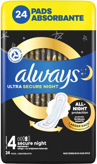 ALWAYS Secure Night Damenbinden mit Flügeln Nr. 4, 24 Stück