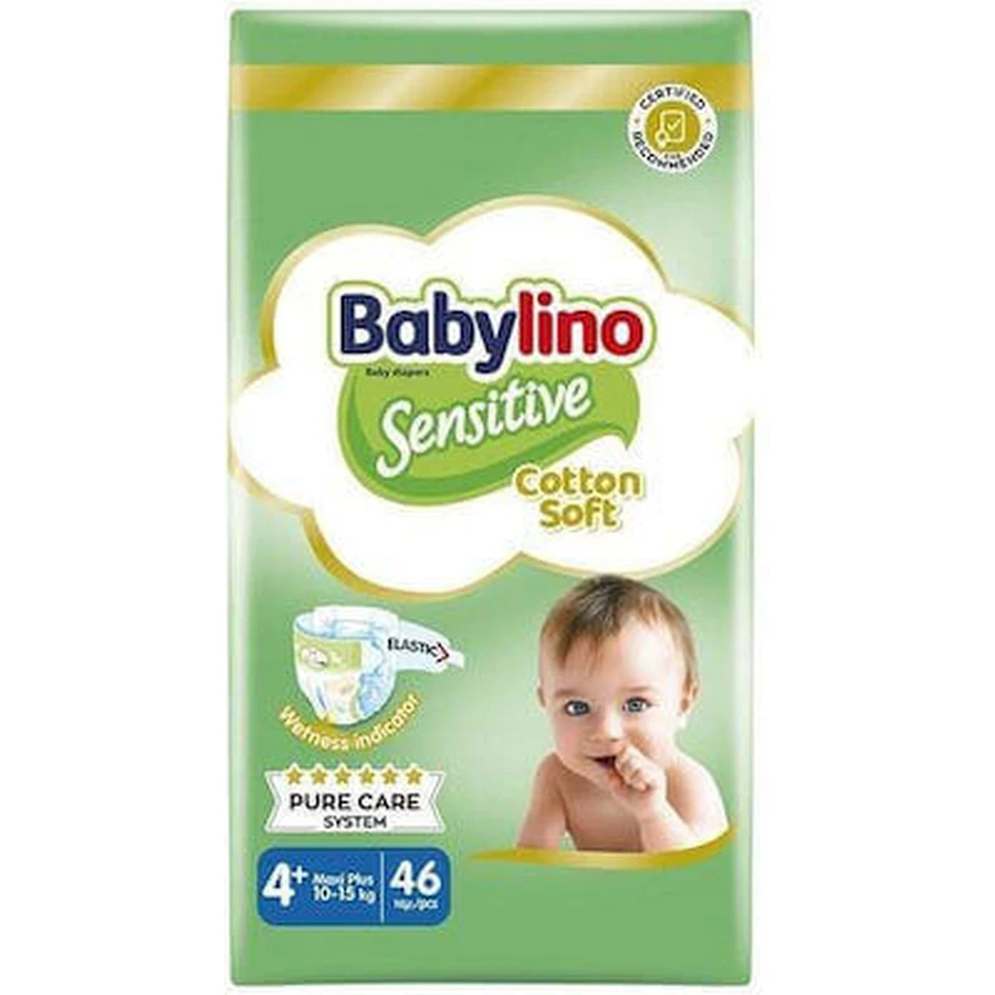 BABYLINO Sensitive Cotton Soft Pieluszka dla niemowląt No4+ 10-15 Kg Value Pack Pieces: ceny i cechy