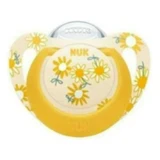 NUK Star Silikon-Schnuller mit Silikonring für 18-36 Monate [10.739.760] - Gelbe Blumen