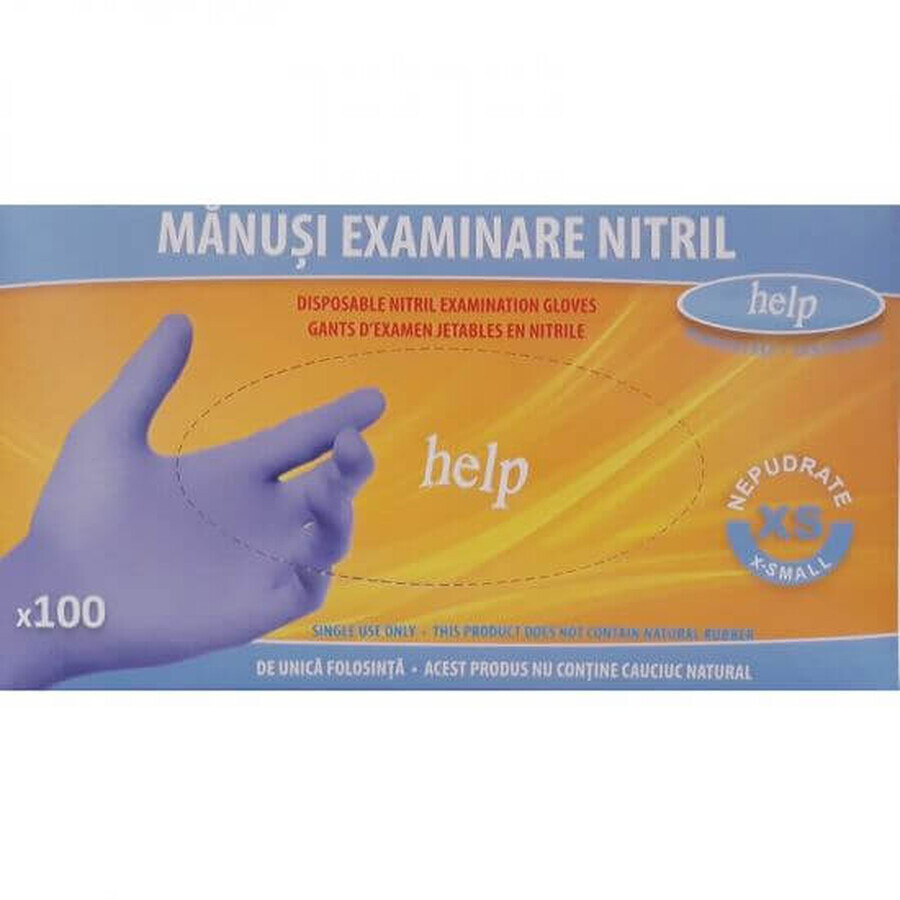 Manusi de examinare din nitril nepudrate, marimea XS, 100 bucati, Help