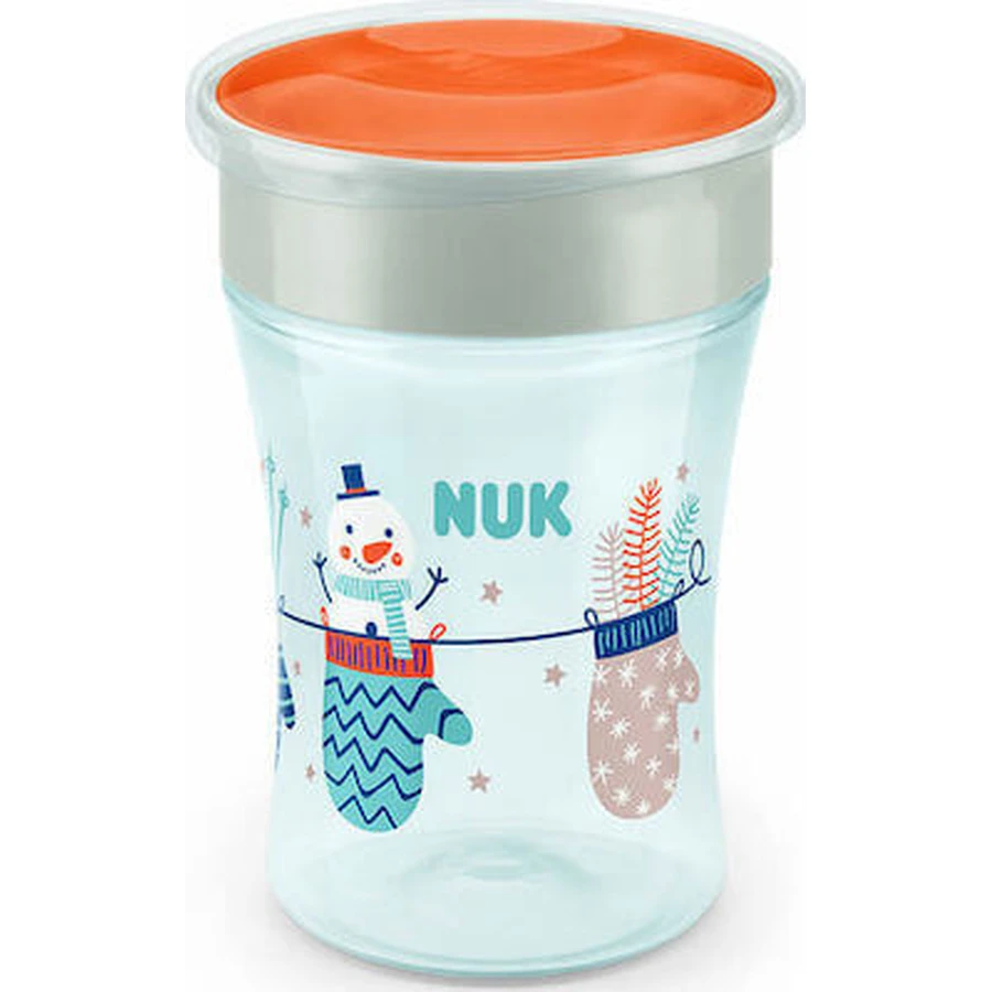 NUK Magic Cup Tasse d'entraînement avec lèvre et couvercle Neige 8m+ 230ml 10.255.443 - Orange