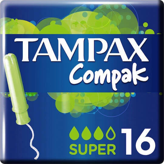 TAMPAX Compak Super Tampons mit Applikator für erhöhten Durchfluss 16 Stück