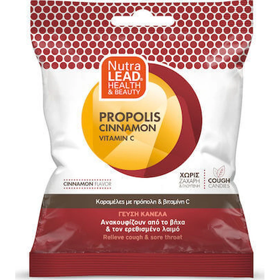 PHARMALEAD Candies with Propolis & Vitamin C for Relief of Irritated Throat & Cough with Cinnamon Flavor 40gr