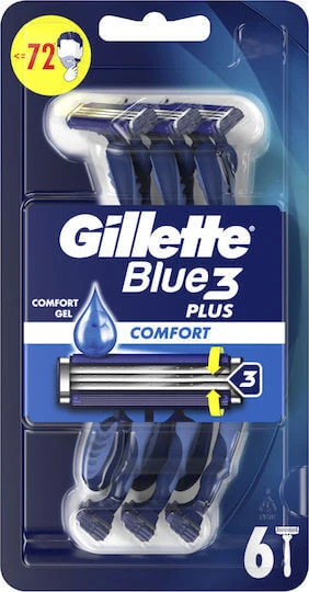 GILLETTE Blue 3 Plus Comfort Einwegrasierklingen mit 3 Klingen & Gleitband 6 Stück
