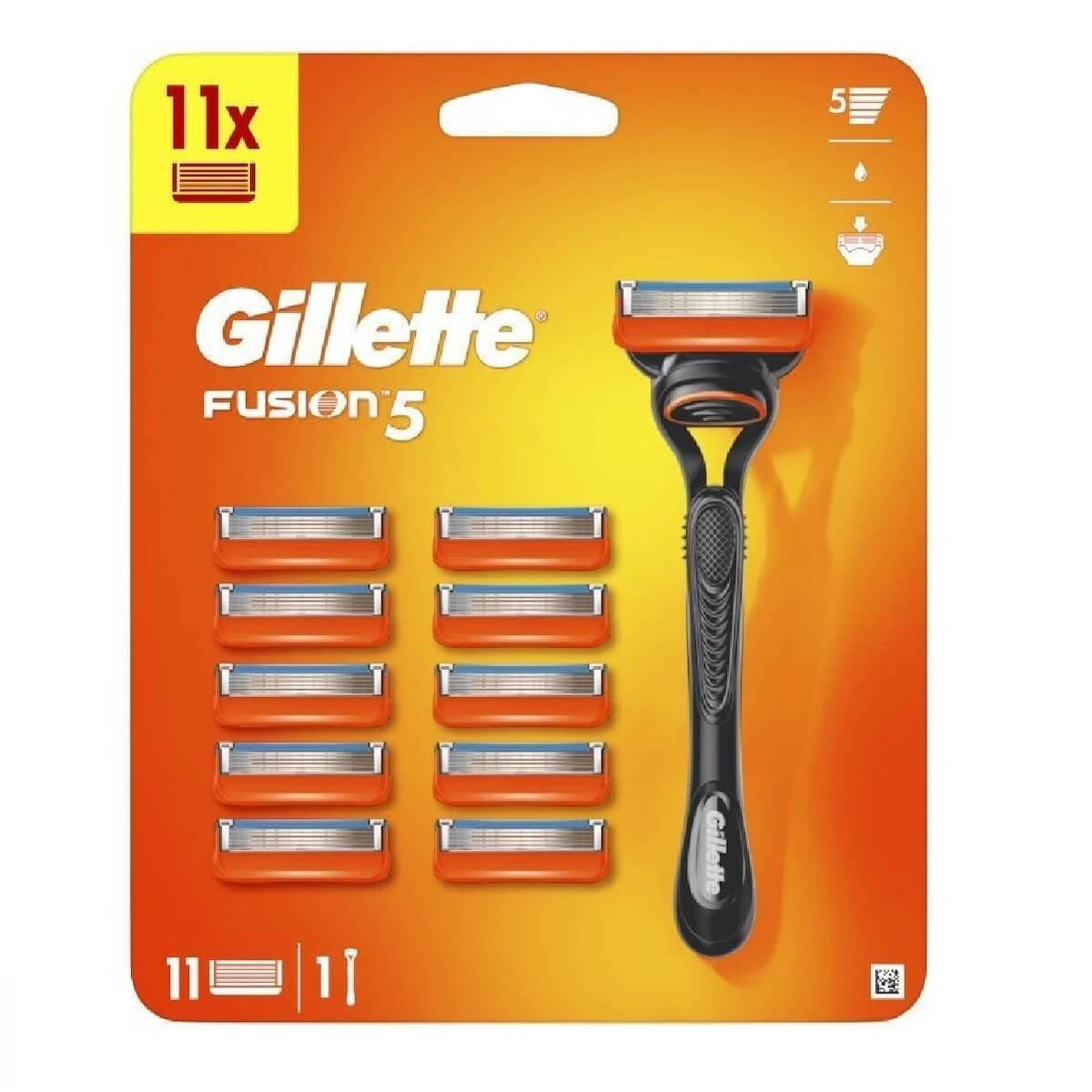 GILLETTE Fusion5 Rasiergriff für Männer, 1 Stück & 11 Ersatzköpfe