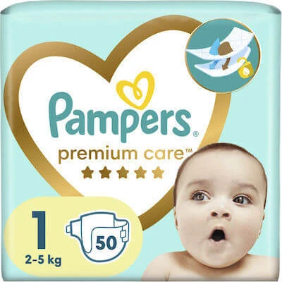 PAMPERS Premium Care Newborn Value Pack No1 für 2-5kg 50 Stück