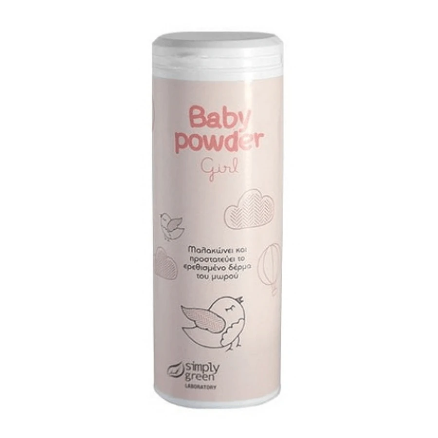 SIMPLY GREEN Baby Powder "Girl" Verzachtend & Herstellend voor de geïrriteerde huid van het meisje 110g