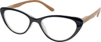 EYELEAD Lese-Fehlsichtigkeitsbrille Schwarz Schmetterling mit Holzbügel E204 +3.00