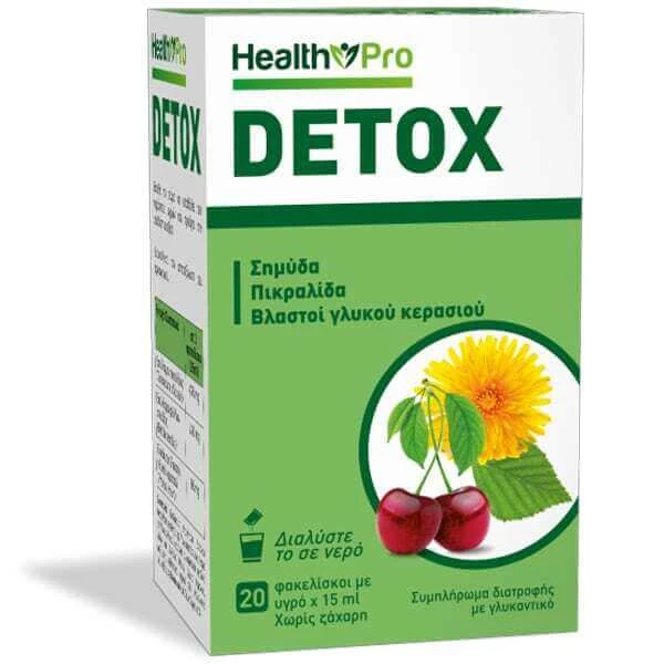 HEALTH PRO Detox Nahrungsergänzungsmittel zur Entgiftung mit Kirschgeschmack 20 Portionsbeutel
