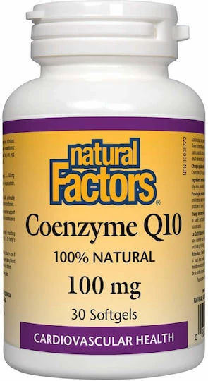 NATURAL FACTORS Coenzym Q10 100mg Nahrungsergänzungsmittel zur Anregung des Stoffwechsels 30 Kapseln