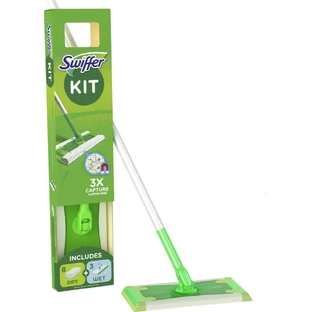 SWIFFER Cleaning System Wet & Dry With 1 Ready-to-use Broom + 8 Spare Wipes + 3 Spare Wet Wipes