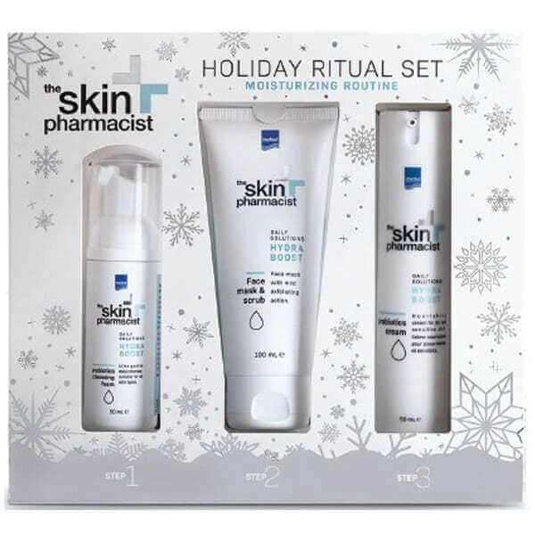 SKIN PHARMACIST Hydra Boost Christmas Kit mit Hydra Boost Exfoliating Mask, 100ml, Probiotics Cleansing Foam, 50ml & Probiotics Moisturizing Cream,