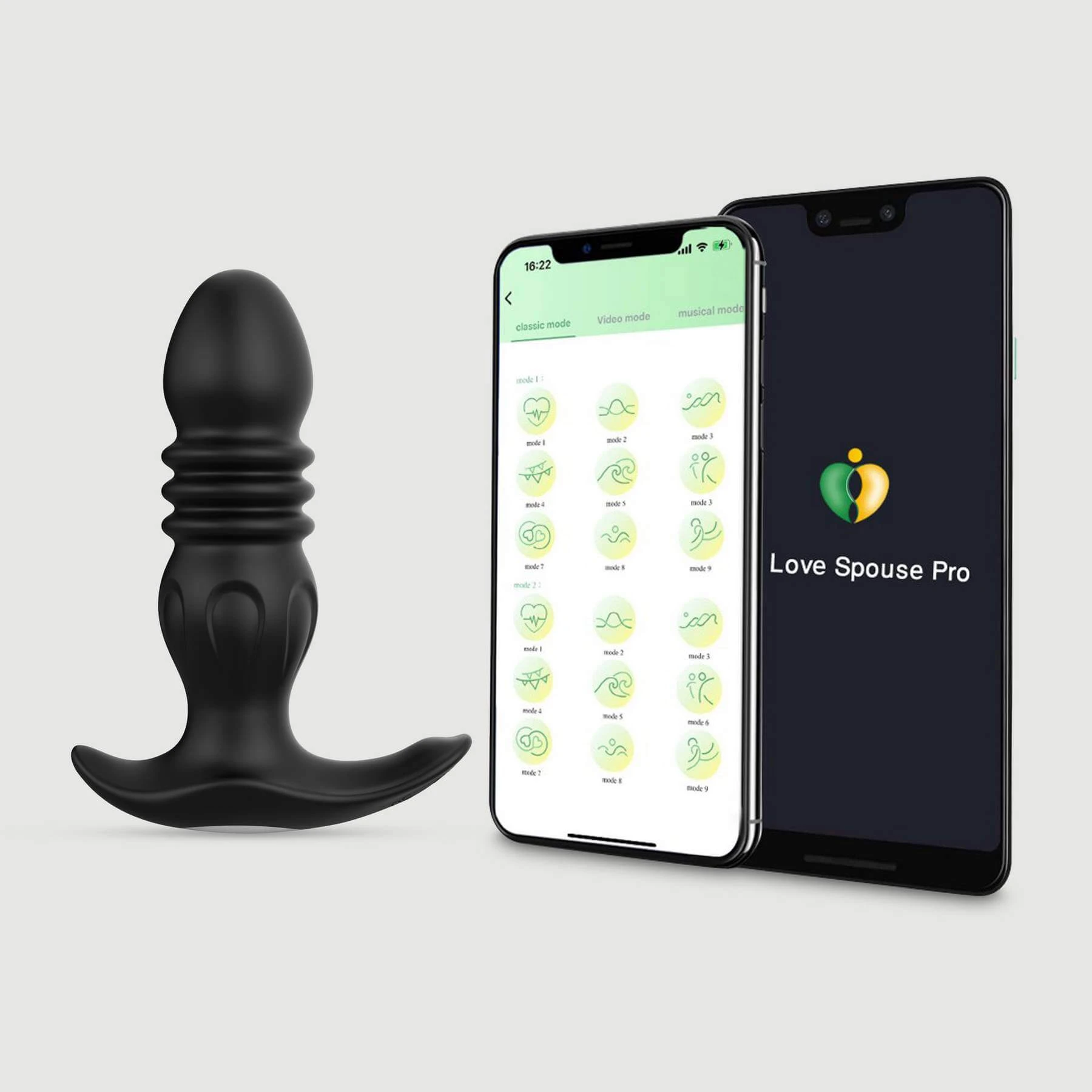 Power Thruster App-gesteuerter Prostata-Silikon-Prostata-Schubvibrator - Schwarz