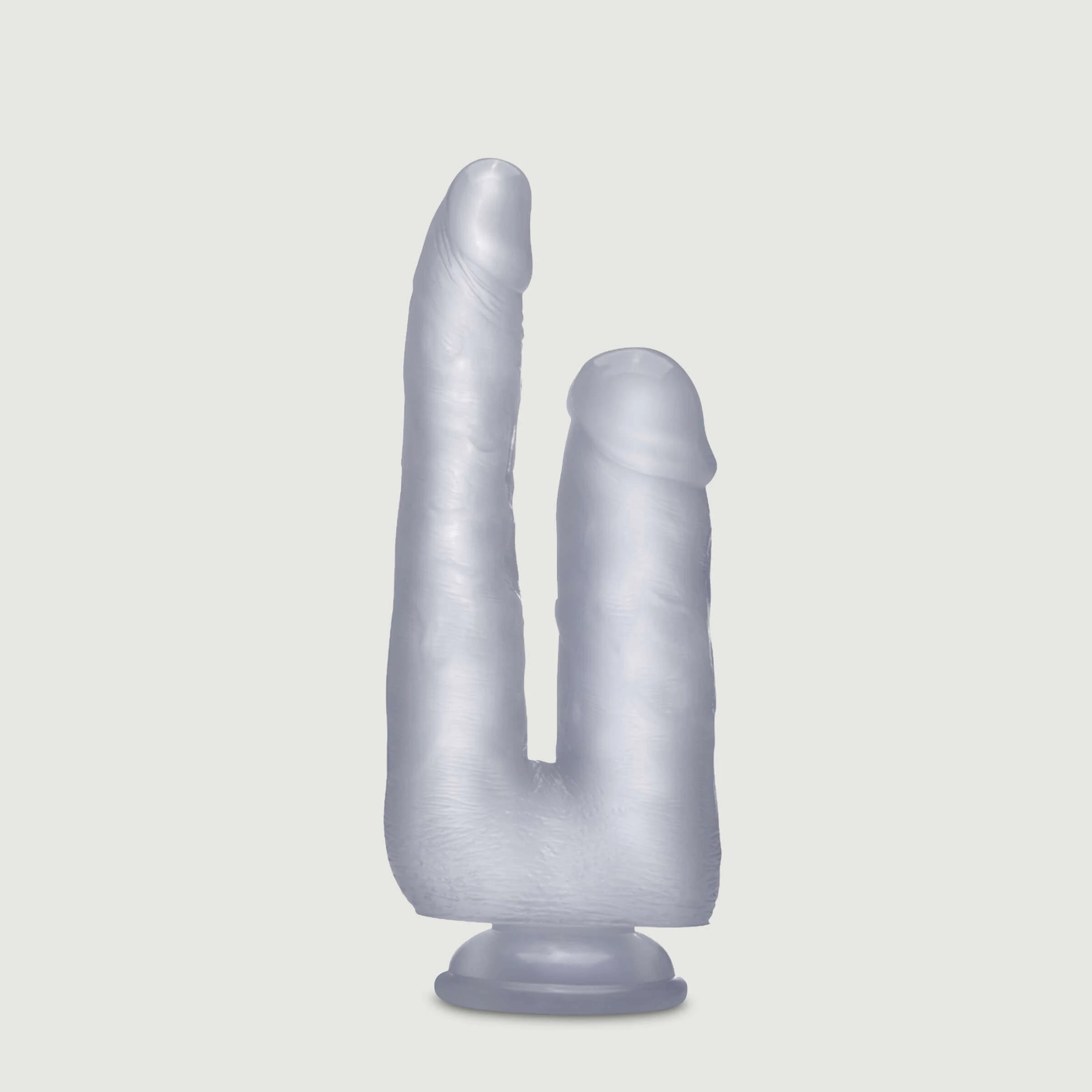 Doppelter realistischer Schwanz mit Saugnapf 22,5 cm - Transparent