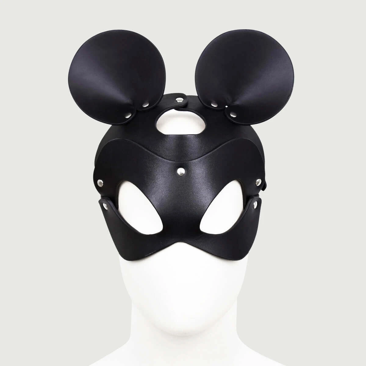 Leder-Maus-Ohrmaske mit verstellbarem Riemen - Schwarz