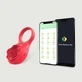 Silikonowy wibrujący pierścień na kutasa ze stymulatorem łechtaczki The Flower Clit App - czerwony