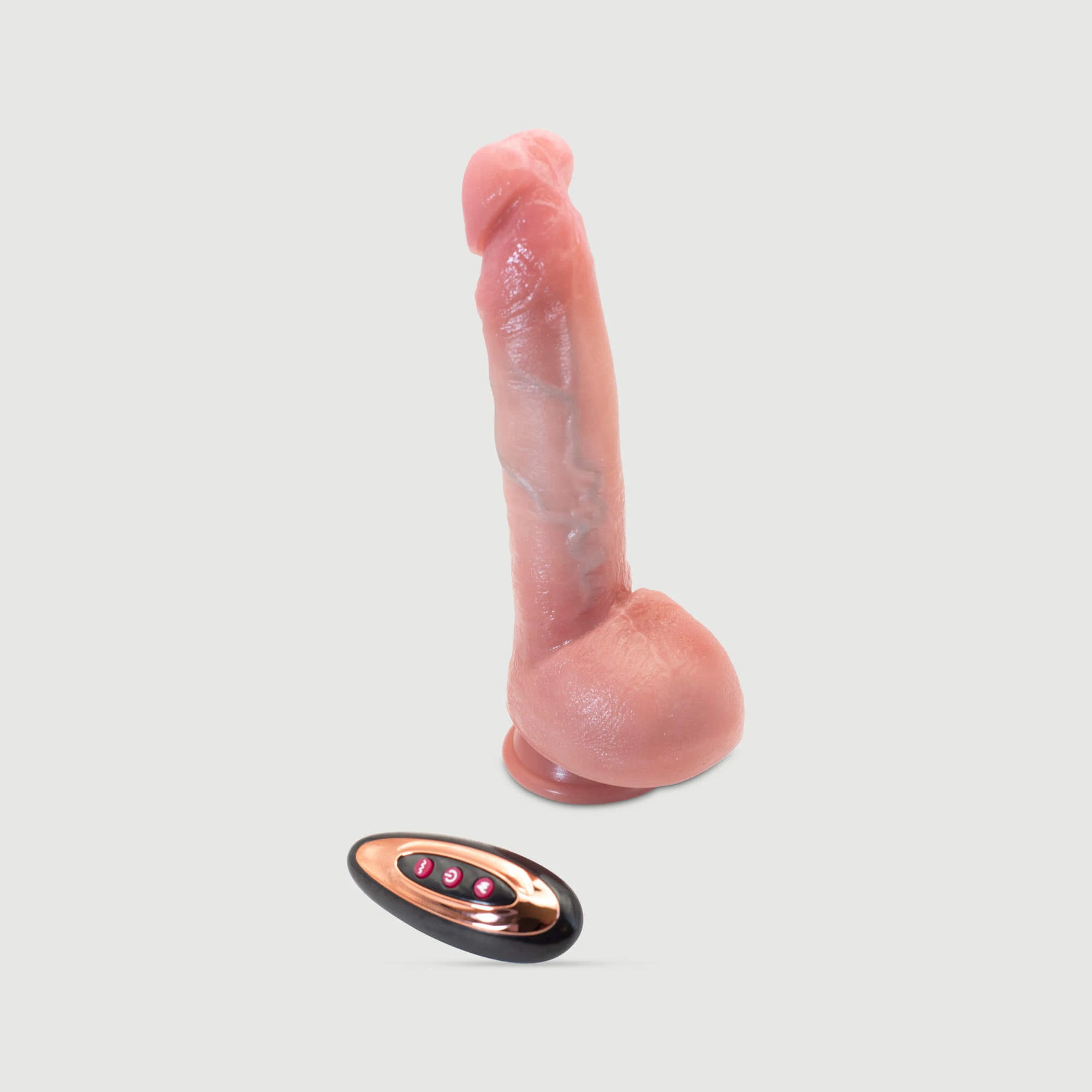 Dingo Thrusting Ferngesteuerter Silikon 21 cm Realistischer Vibrator mit Kugeln & Saugnapf - Flesh