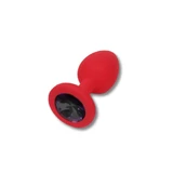 Anal Collection Silicone Kleine Butt Plug met Rond Juweel - Roze/Zwart