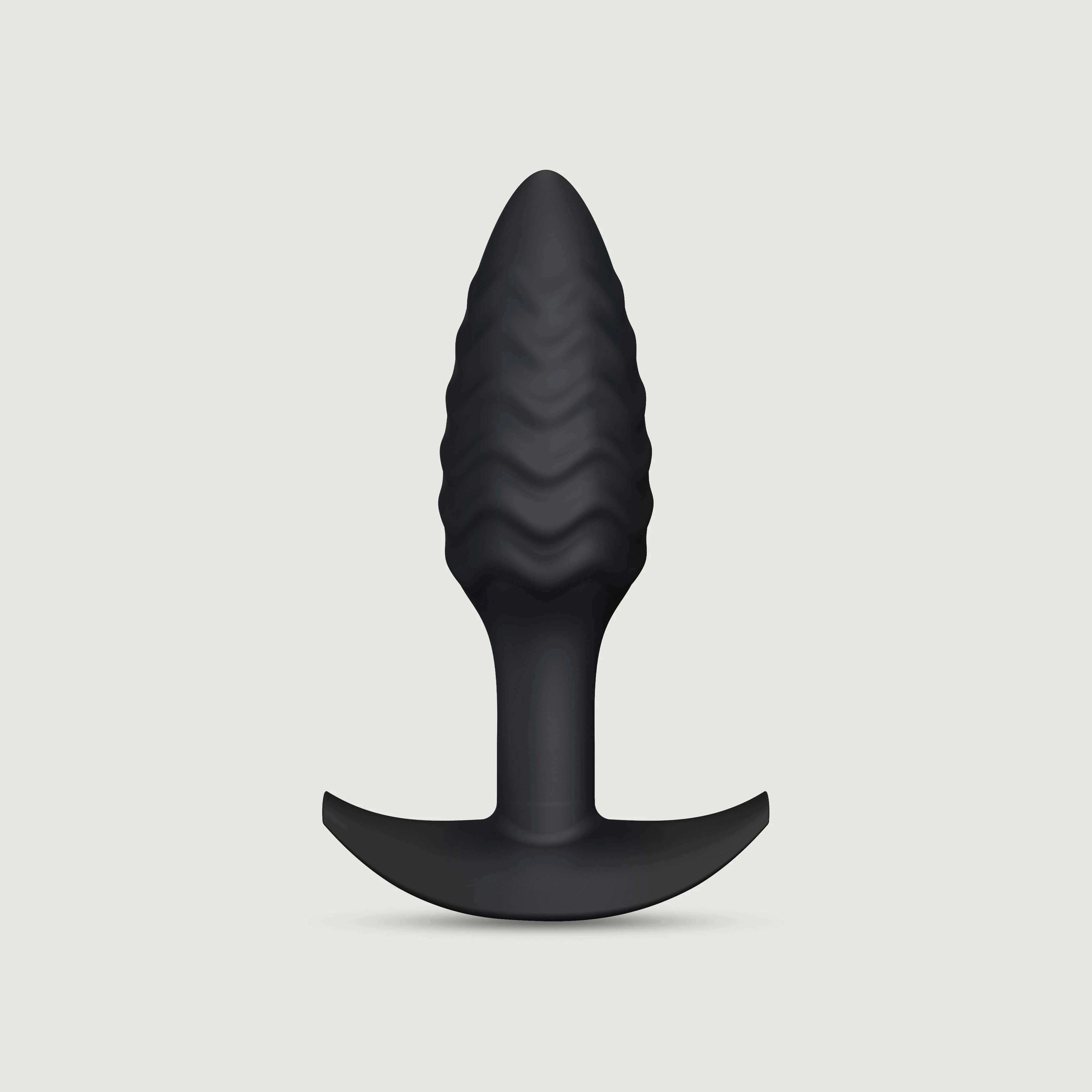Gewellter gerippter Silikon Butt Plug - Schwarz
