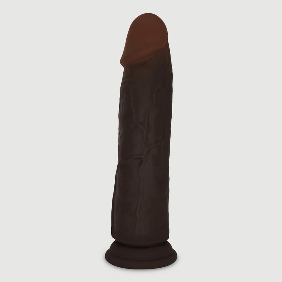 Luis 19 cm Double Layer Silicone Ultra Realistic Dildo with Suction Cup - Black