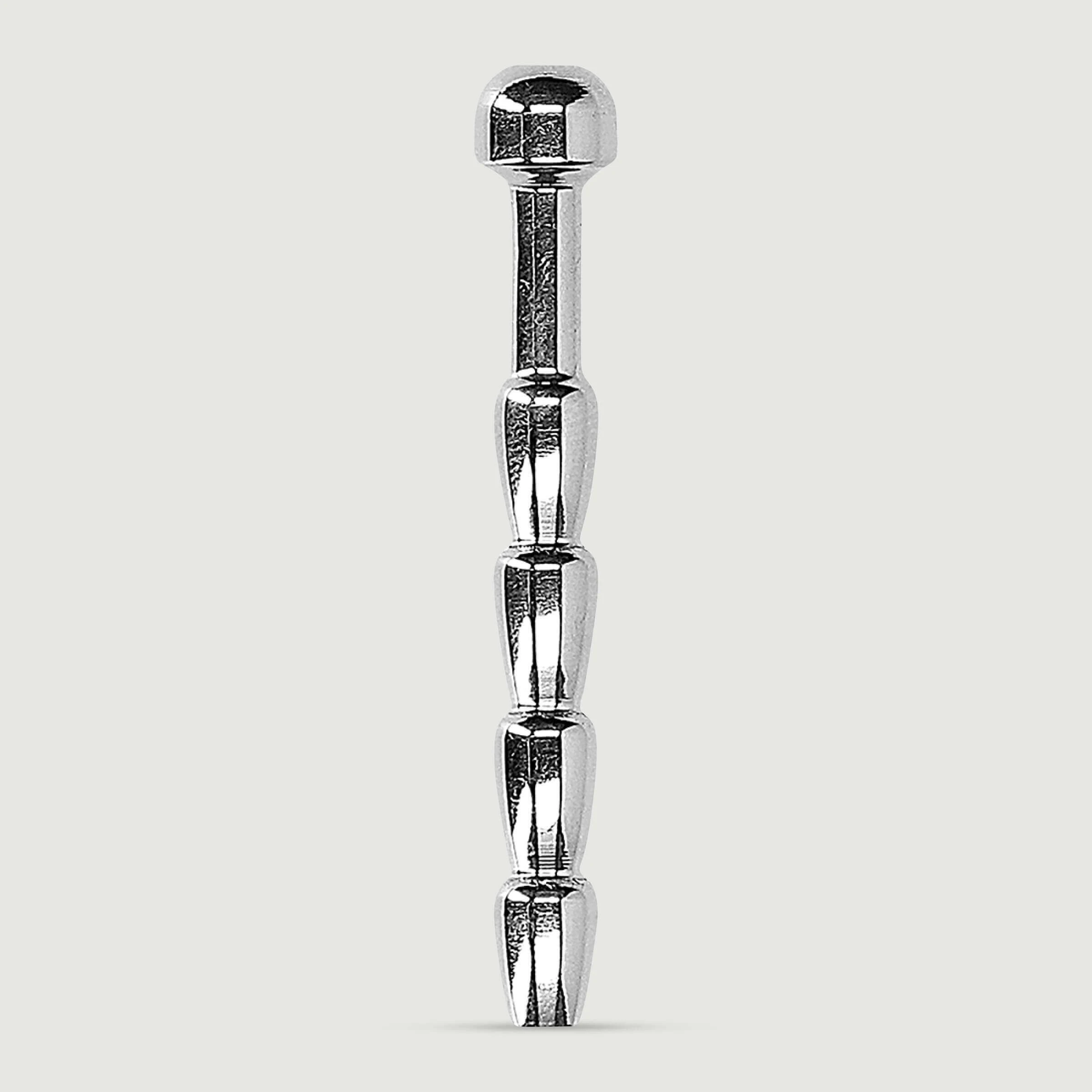 Gerippter, hohler, klingender Penis Plug 6 mm - Silber
