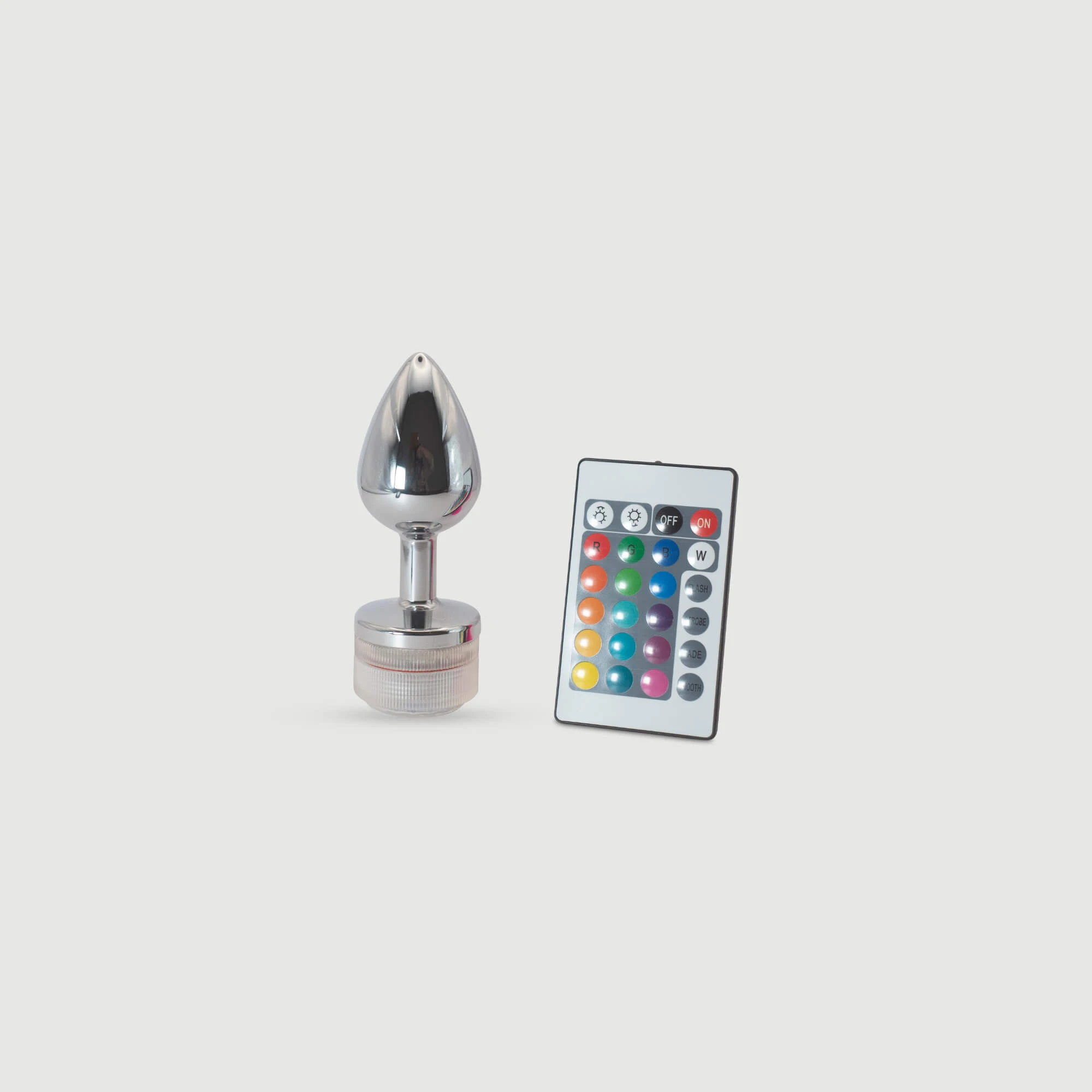 Anal Collection Großer Metall Butt Plug mit LED Licht - Silber