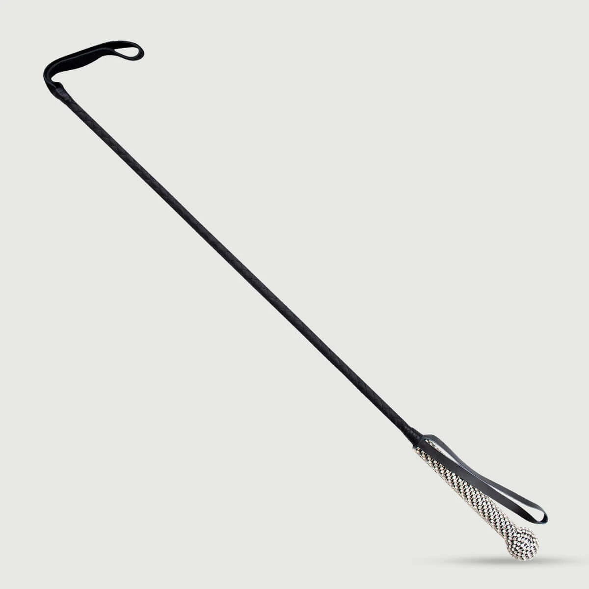Lederschlaufe mit strassbesetztem Griff 73 cm - Schwarz