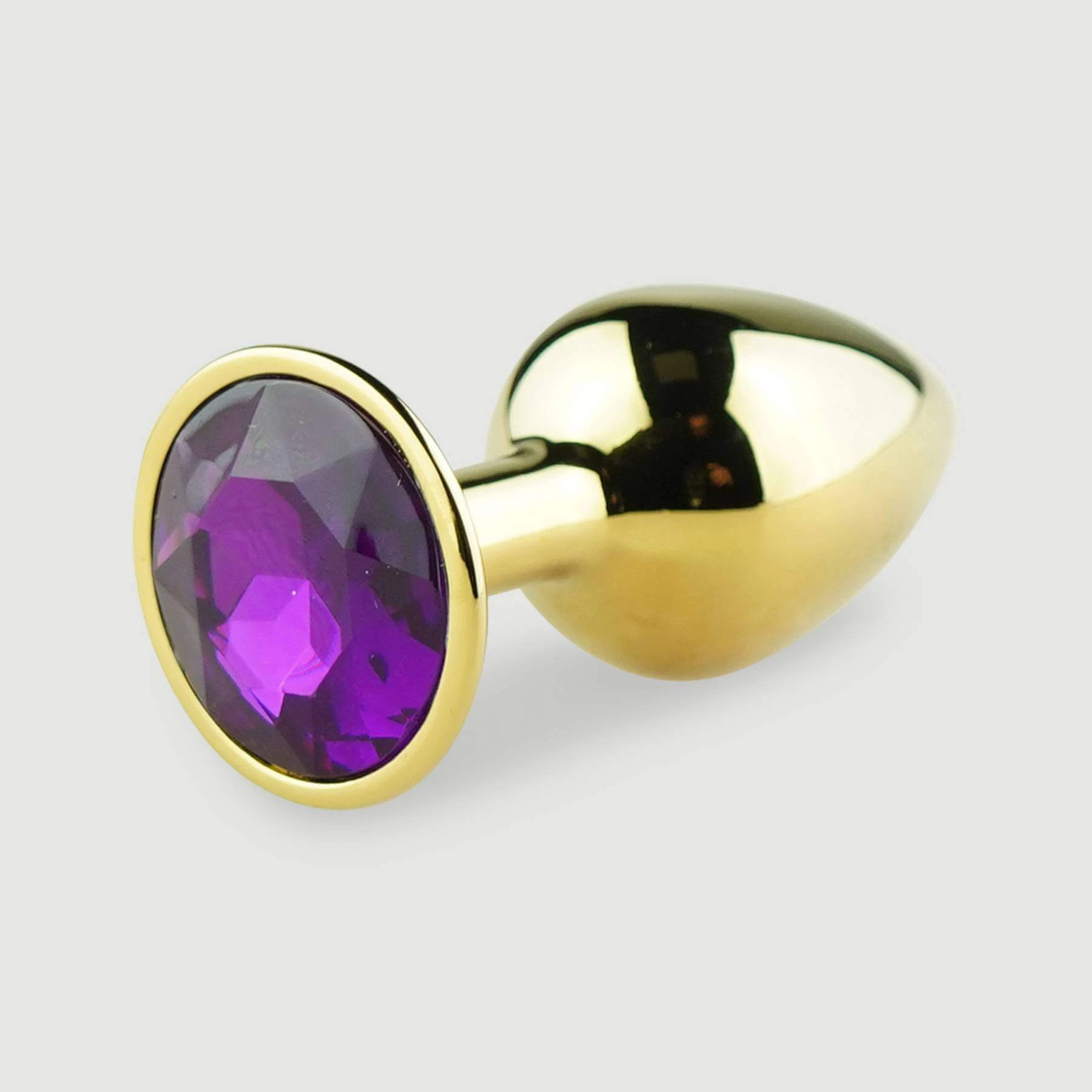 Anal Collection Kleiner Metall Butt Plug mit rundem Schmuckstück - Gold/Rot