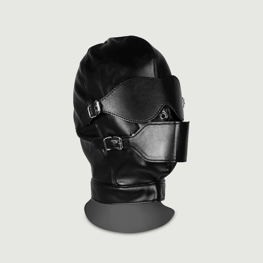 Mască legată la ochi cu Ball Gag respirabil - negru