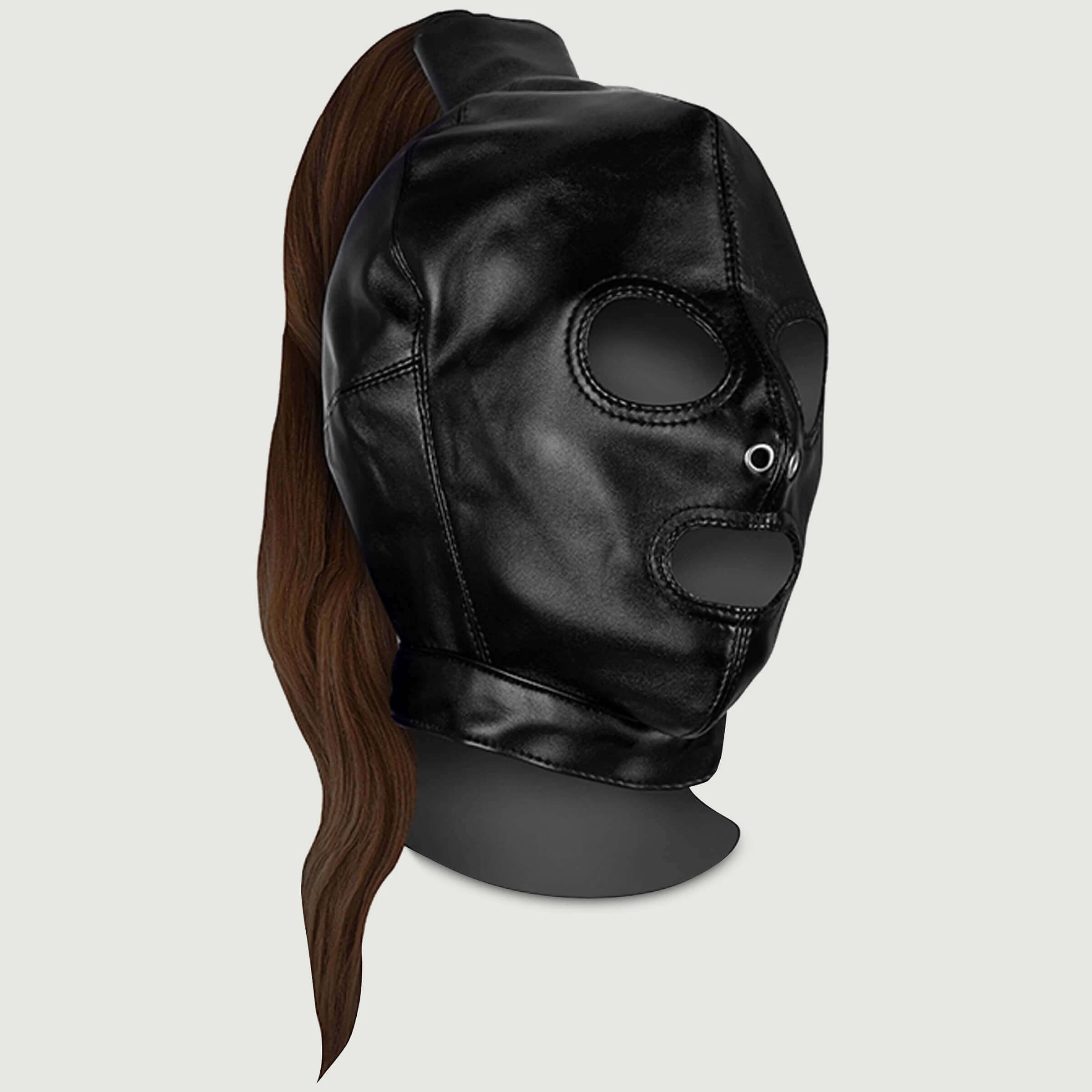 Maske mit braunem Pferdeschwanz - Schwarz