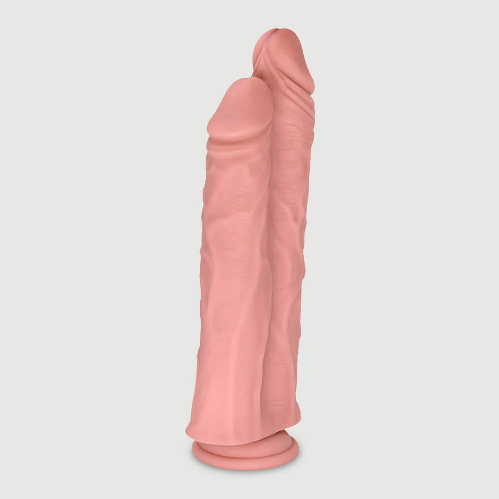 Atlas 26,5 cm Doppelter realistischer Silikon-Dildo mit Saugnapf - fleischfarben