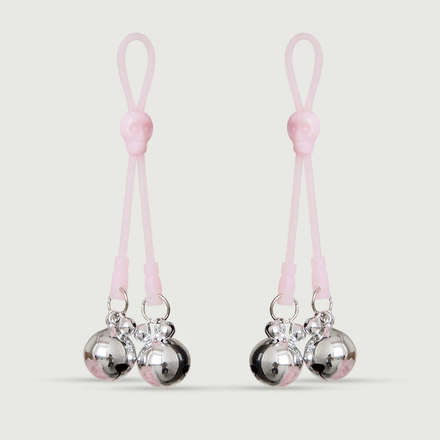 Pinces à mamelons avec clochettes - Rose