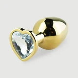 Anal Collection Plug Anal de Metal Mediano con Joya de Corazón - Dorado/Transparente