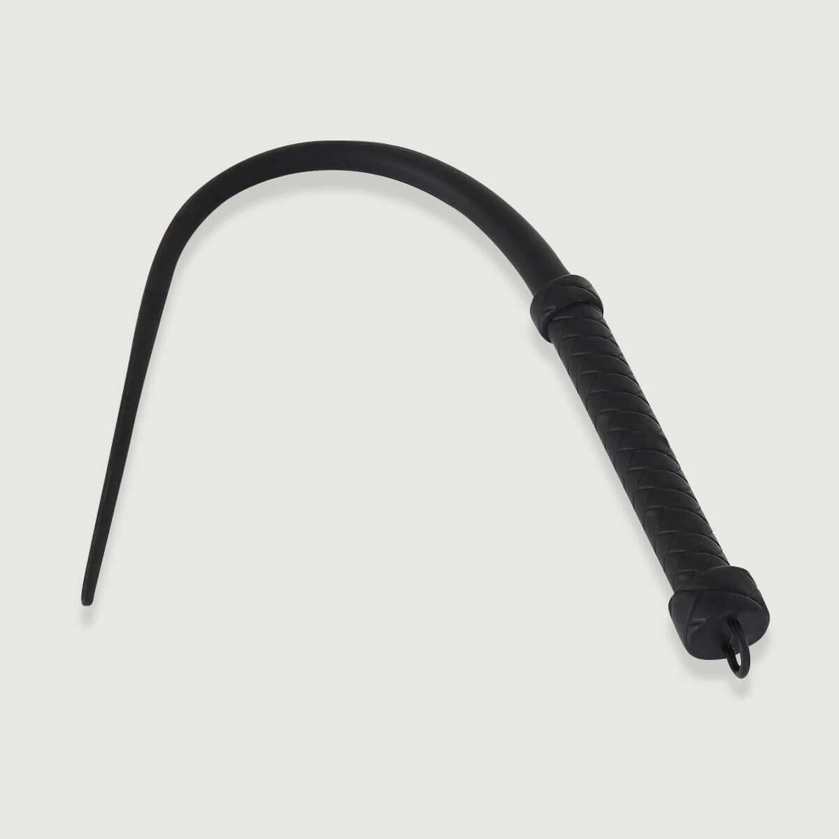 Flogger mit langem Schwanz und strukturiertem Griff - Schwarz