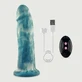 Dildo realist de 22 cm din silicon lichid cu încălzire și vibrații, cu bile și ventuză - verde