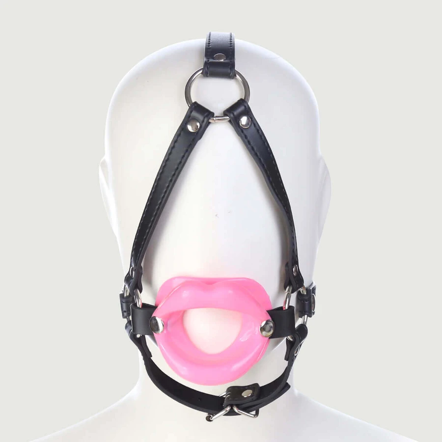 O Ring Gag With Silicone Lips & Jaw Strap - Pink