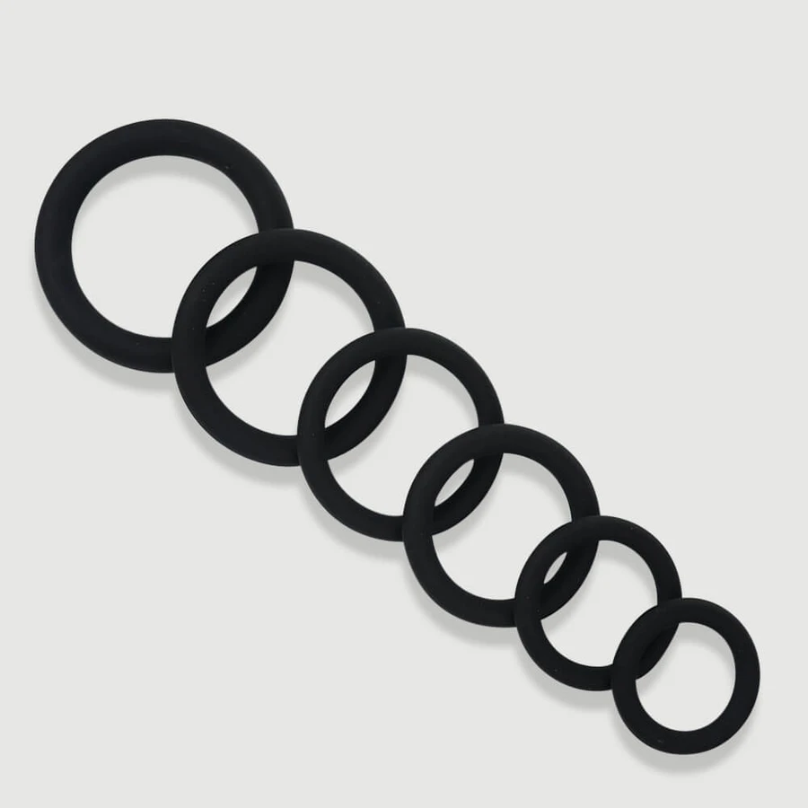 Male Collection Set de inele rotunde flexibile din silicon pentru penis - Negru